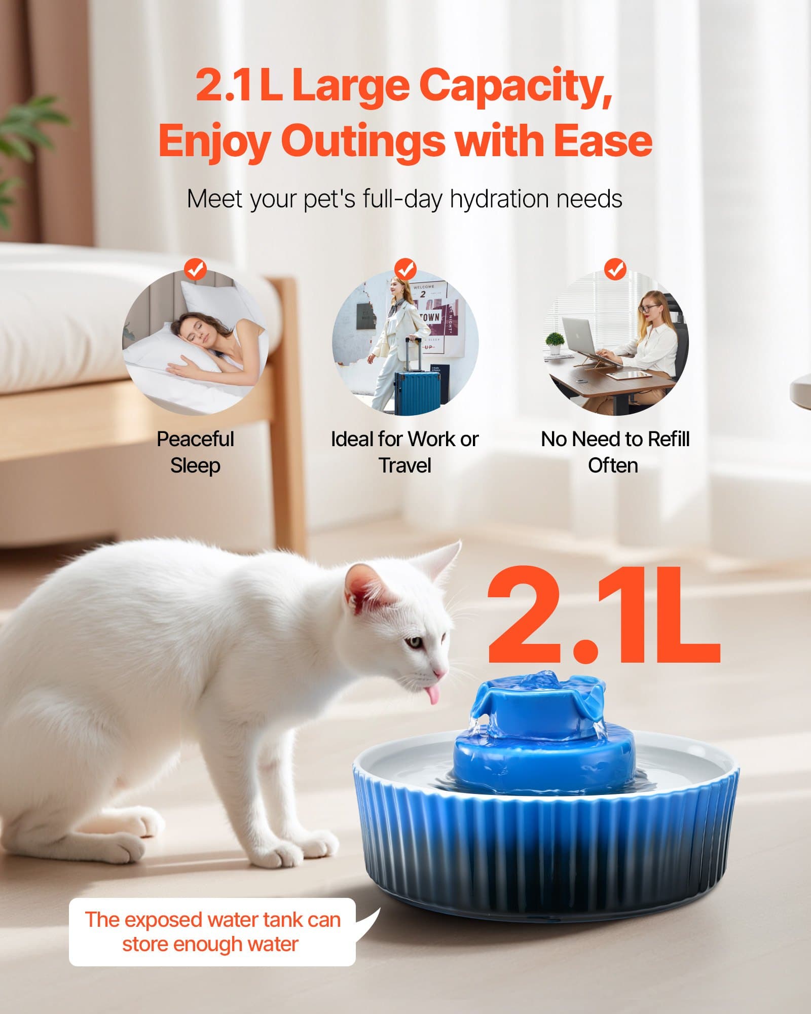 Ceramic Pet Water Fountain 2.1l/71oz Cupcake Pet Fountain, view 3