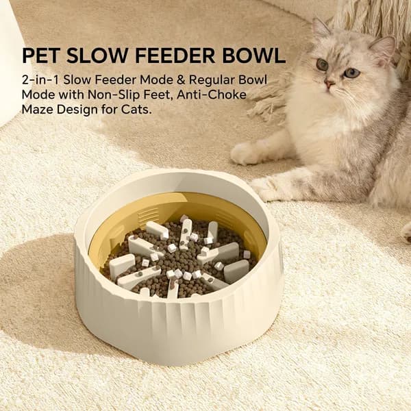 2-In-1 Dual Mode Large Plastic Cat Slow Feeder, view 4