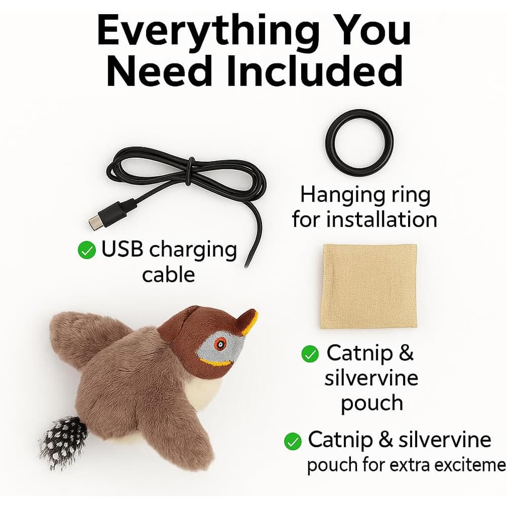 USB Rechargeable Flapping Bird Cat Toy, view 6