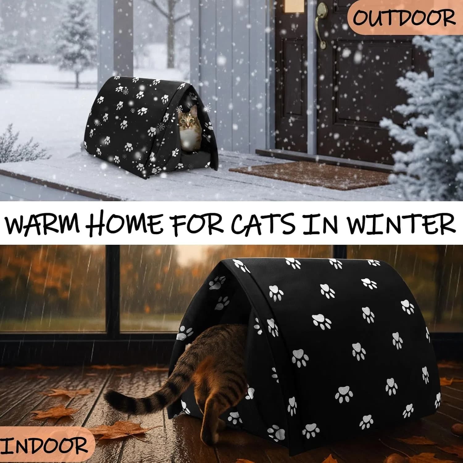 Winter Outdoor Pet House with Self Warming Pad, view 2