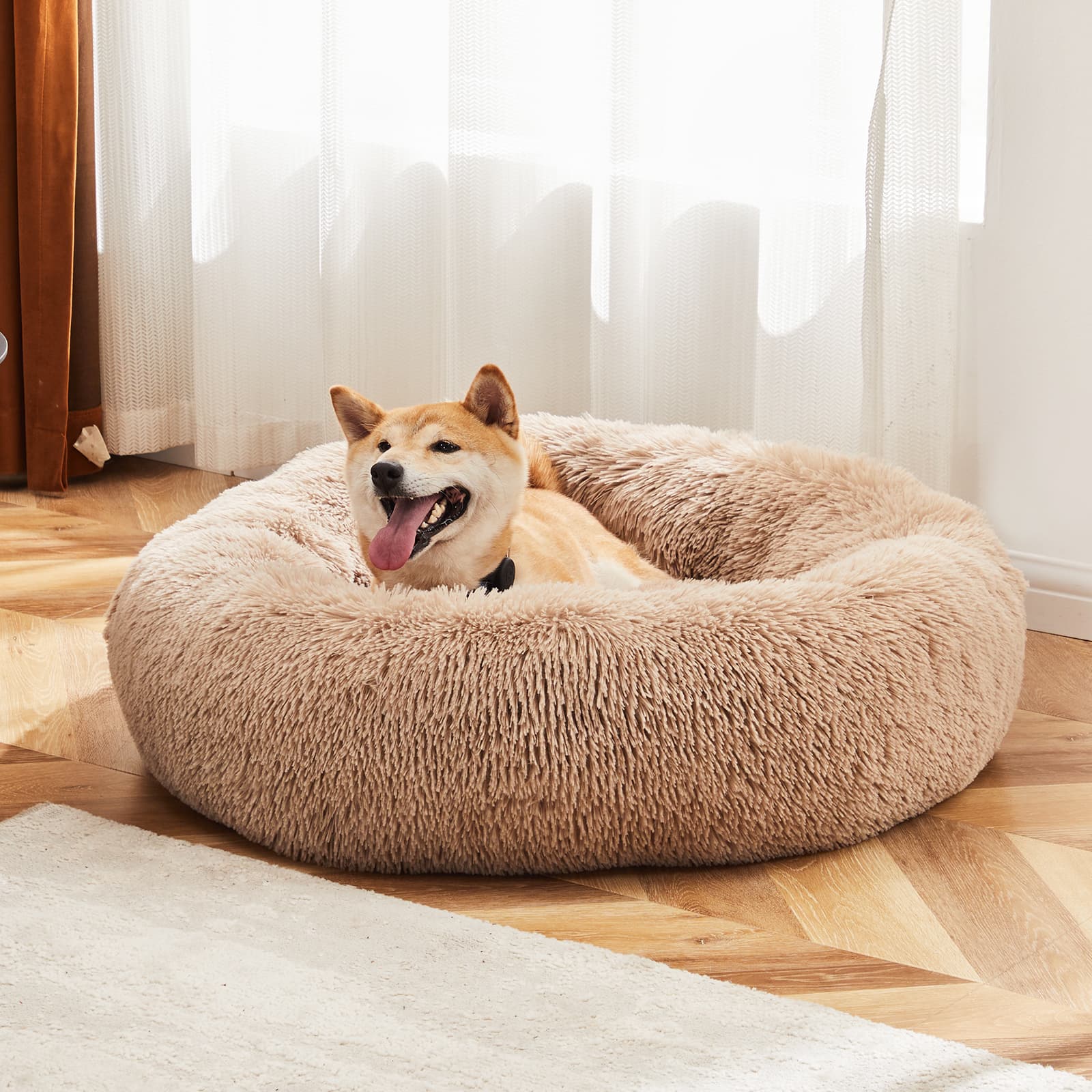 Anti-Slip Round Fluffy Plush Faux Fur Pet Bed, view 4