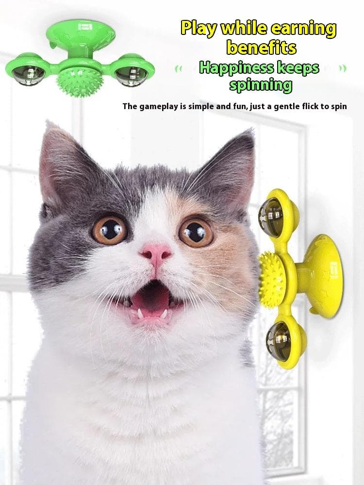 Interactive Windmill Cat Toy with LED Light Ball, view 3