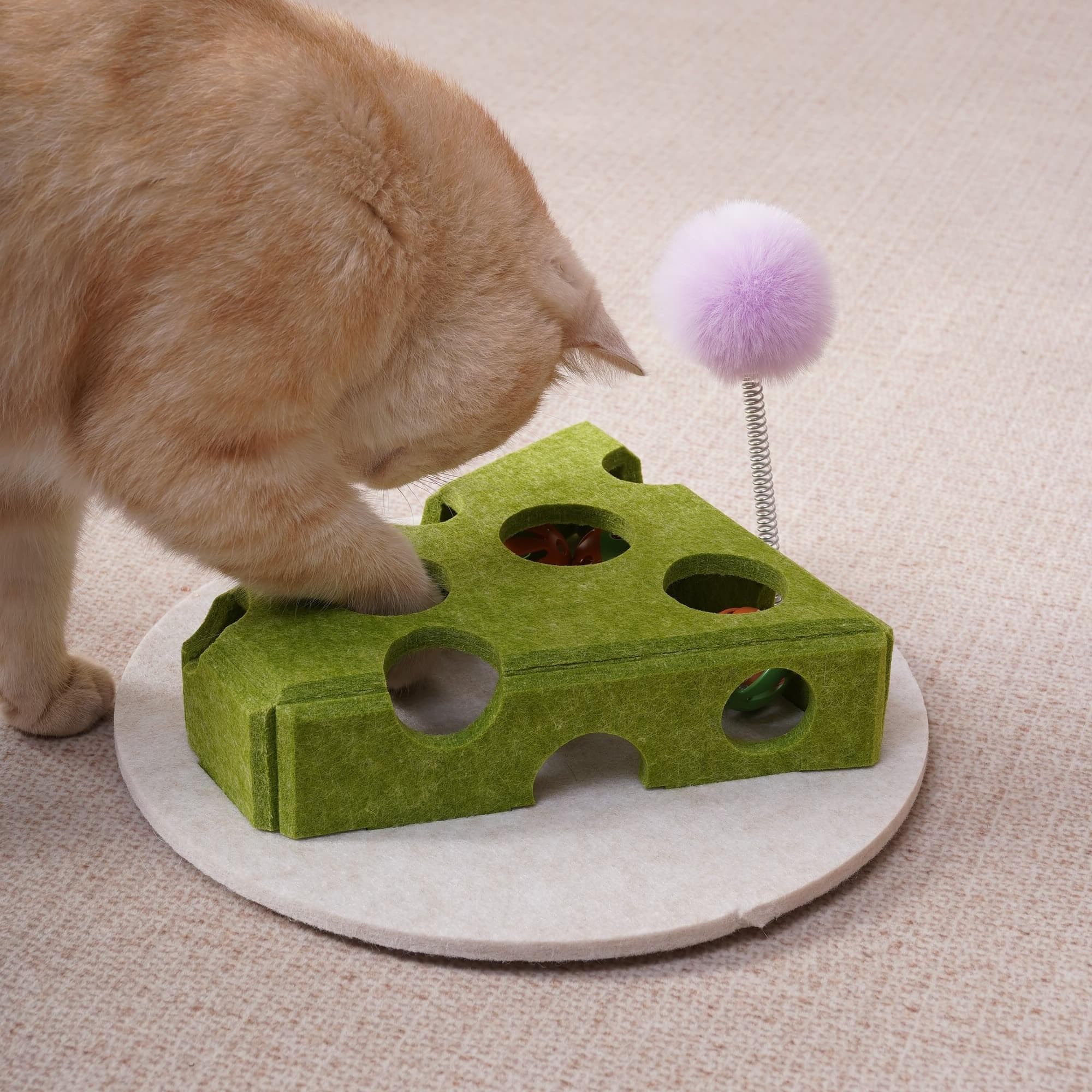 Cat Puzzle Toy with Ball and Spring-Loaded Wand, view 4