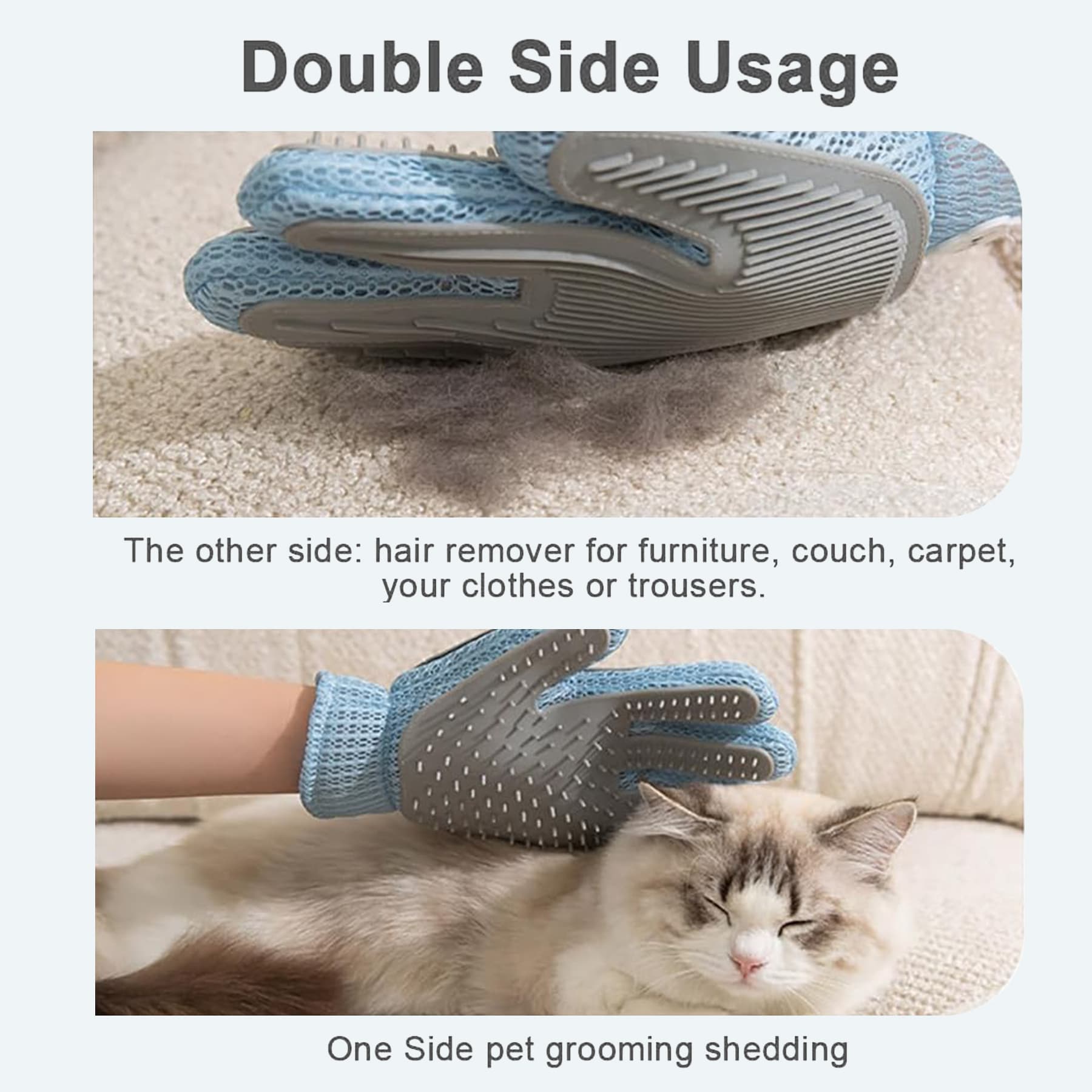 2in1 Double Sided Pet Grooming Glove, view 4