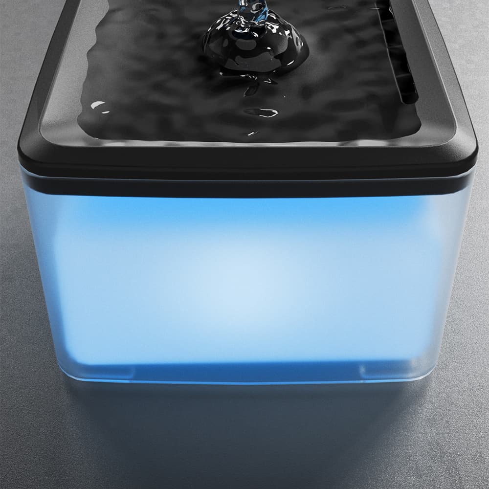 Ultra Silent Circulating Pet Drinking Fountain on a kitchen floor