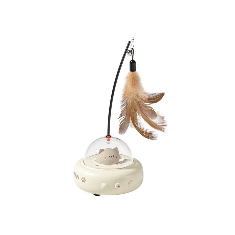 Smart Teaser Cat Toy Electric UFO Cat Teaser set up for play indoors